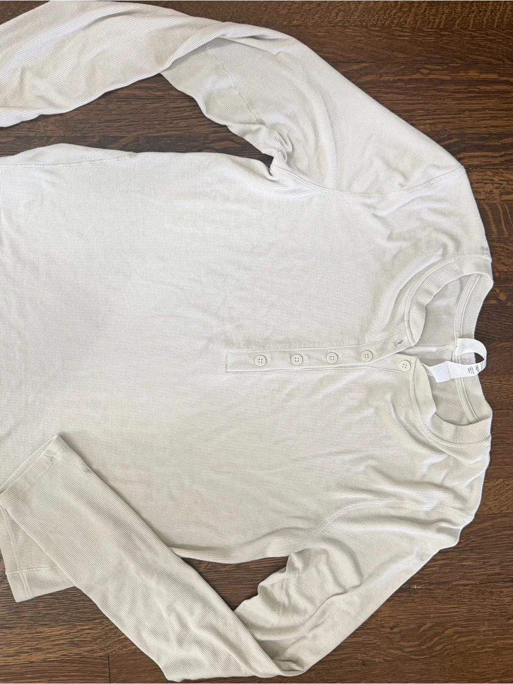 lululemon athletica Long Sleeve Henley Top in Light Beige/Cream